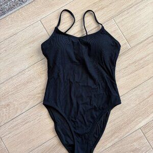 Andie Amalfi Black Ribbed One Piece Swimsuit - XS